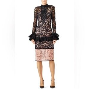 Alexis Beverly lace flounce sleeve button up high neck